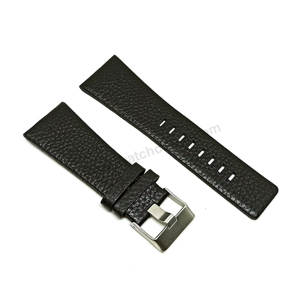 Fits/For Diesel DZ1286 - 30mm Black Genuine Leather Replacement Watch Strap Band Belt