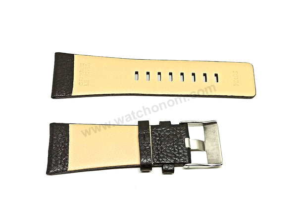 Fits/For Diesel DZ1286 - 30mm Black Genuine Leather Replacement Watch Strap Band Belt