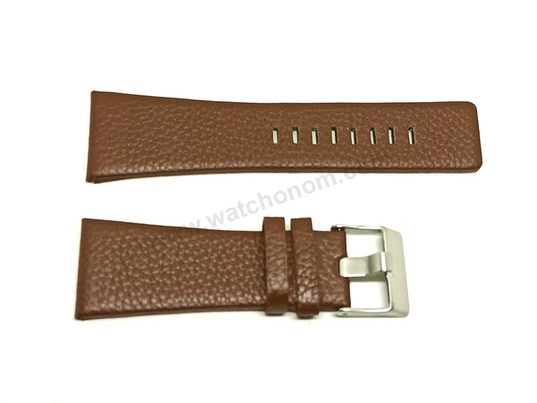 Fits/For Diesel DZ1309 Time 3 hands - 30mm Brown Genuine Leather Replacement Watch Strap Band Belt