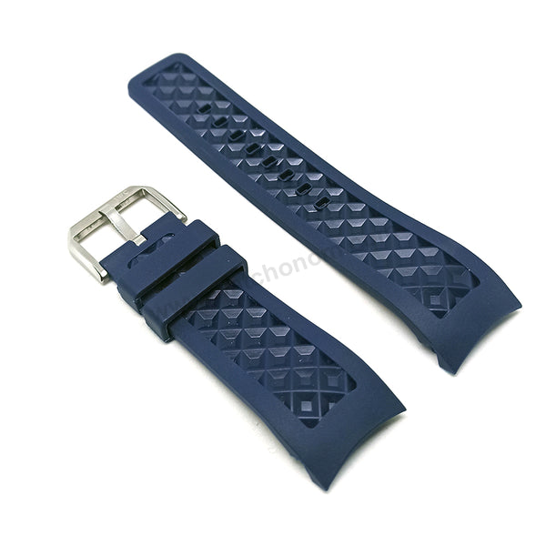 Fits/for IWC wristwatches - 24mm Navy Blue Rubber Curved end Replacement Watch Band Strap