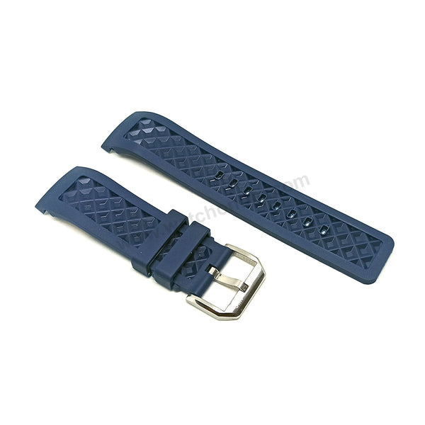 Fits/for IWC wristwatches - 24mm Navy Blue Rubber Curved end Replacement Watch Band Strap