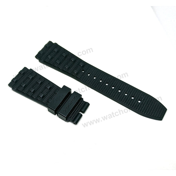 Fits/For Breitling Chronomat B01 - 22mm Black Rubber/Silicone 22-20 301S , 300S Rouleaux Replacement Watch Band Strap Belt
