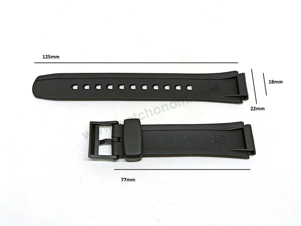 Fits/For Casio AW-S90 Tough Solar - 18mm Black Rubber Replacement Watch Band Strap Belt