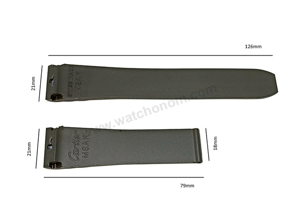 Fits/for Cartier Santos Large 3241983 - 21mm Screw Detailed Black Rubber Replacement Watch Strap Band Belt