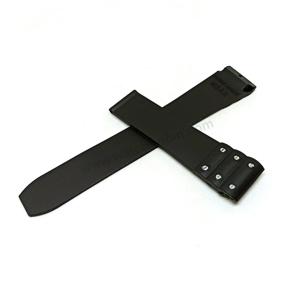 Fits/for Cartier Santos Large 3241983 - 21mm Screw Detailed Black Rubber Replacement Watch Strap Band Belt