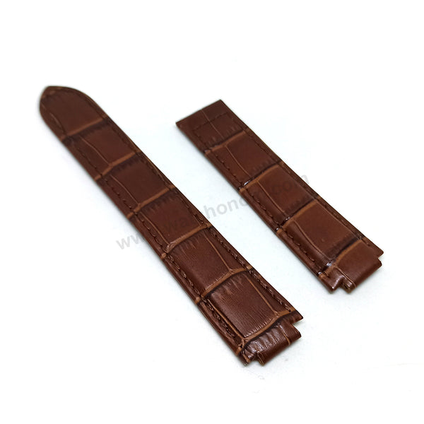 Fits/For Cartier Ballon Bleu - 20mm-12mm Brown Genuine Leather Replacement Watch Strap Band