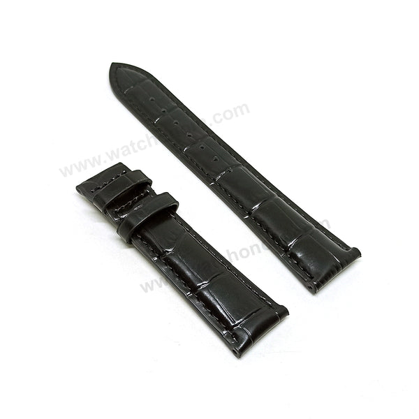 Fits/For Tissot 1853 T610.037 Bridgeport - Black Genuine Leather Replacement Watch Strap Band Belt
