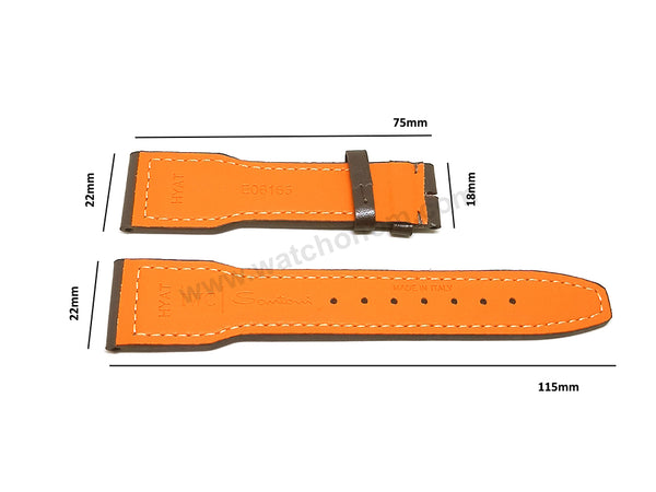 Fits/for IWC Pilot - 22mm Brown Genuine Leather HYAT Replacement Santoni Watch Band Strap Belt