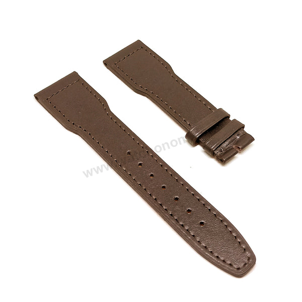 Fits/for IWC Pilot - 22mm Brown Genuine Leather HYAT Replacement Santoni Watch Band Strap Belt