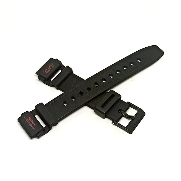 Genuine Casio AQ-150W-1BV - 19mm Replacement Red Text On Black Rubber Watch Band Strap Belt