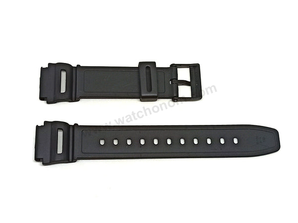 Genuine Casio AQ-150W-1BV - 19mm Replacement Red Text On Black Rubber Watch Band Strap Belt