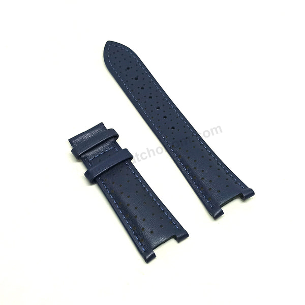 Fits/For Versace Aion Chrono VRSCVE1D01220 Replacement Navy Blue Leather Watch Band Belt Strap Belt