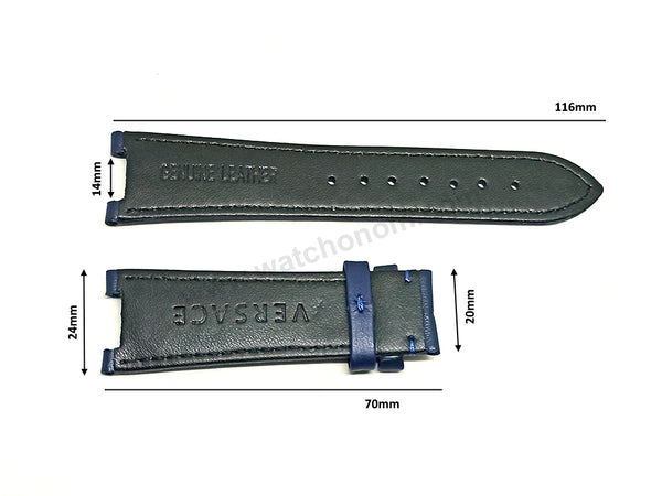 Fits/For Versace Aion Chrono VRSCVE1D01220 Replacement Navy Blue Leather Watch Band Belt Strap Belt