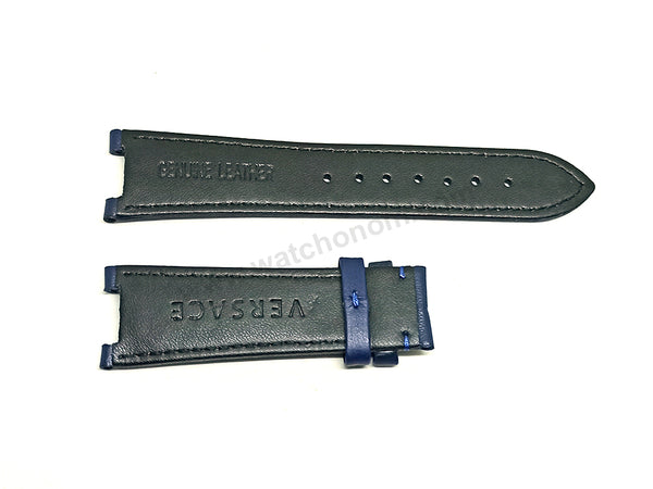 Fits/For Versace Aion Chrono VRSCVE1D01220 Replacement Navy Blue Leather Watch Band Belt Strap Belt