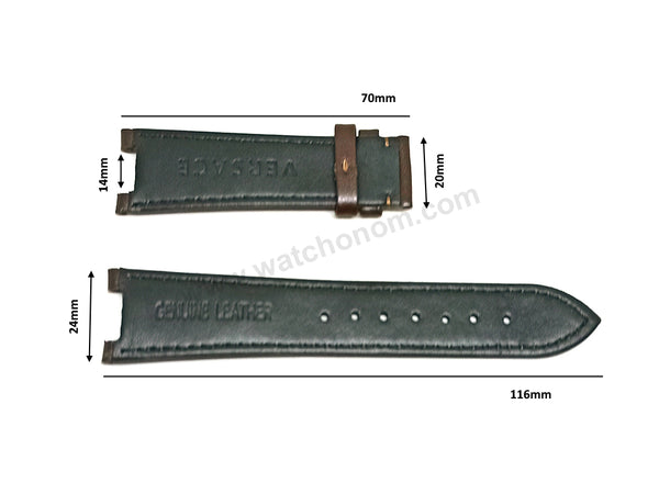 Fits/For Versace Aion Chrono VRSCVE1D00119 Replacement Brown Leather Watch Band Belt Strap Belt