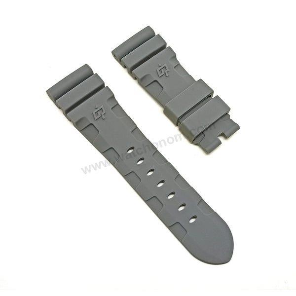 Fits/For Officine Panerai - Luminor Submersible Carbotech - 26mm Gray Soft Rubber Replacement Watch Band Strap