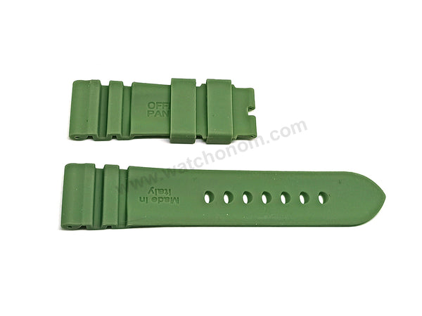 Fits/For Panerai Submersible PAM01595 - 24mm Sage Green Rubber Replacement Watch Band Strap