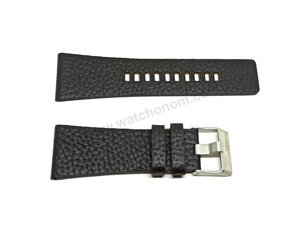 Fits/For Diesel DZ4197 Studio Mixer - 30mm Black Genuine Leather Replacement Watch Strap Band Belt