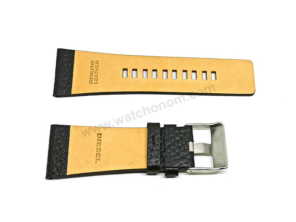 Fits/For Diesel DZ4197 Studio Mixer - 30mm Black Genuine Leather Replacement Watch Strap Band Belt