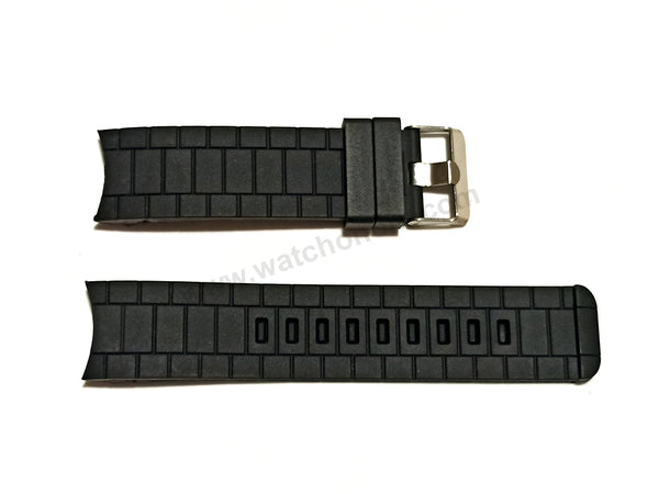 Fits/For Diesel DZ1437 Young Blood - 24mm Black Silicone Replacement Curved End Watch Strap Band Belt