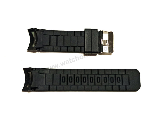 Fits/For Diesel DZ1437 Young Blood - 24mm Black Silicone Replacement Curved End Watch Strap Band Belt