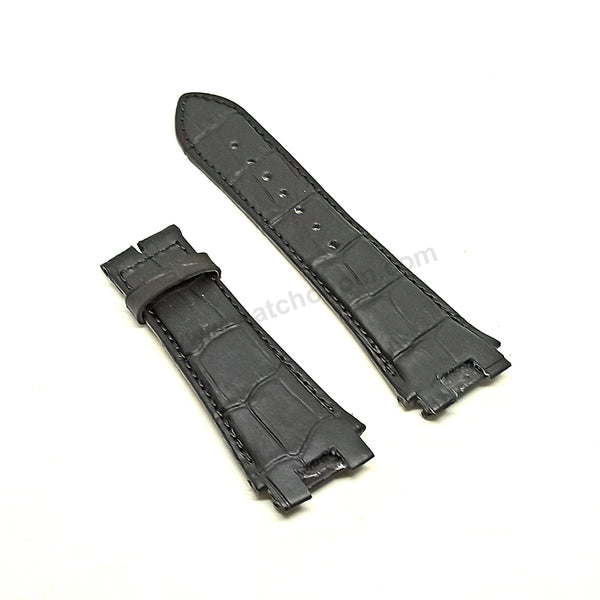 Fits/For Cerruti 1881 CRA145SN04BK , CRA145SRB02BK - 24mm Black Genuine Leather Replacement Watch Strap Band