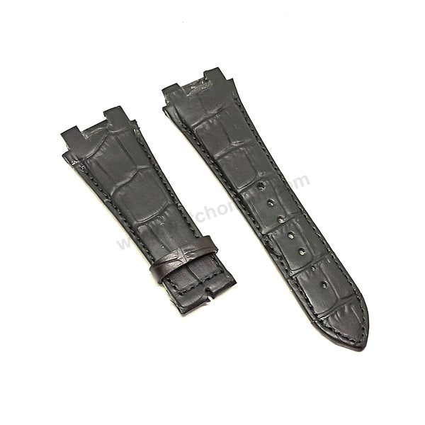 Fits/For Cerruti 1881 CRA145SN04BK , CRA145SRB02BK - 24mm Black Genuine Leather Replacement Watch Strap Band