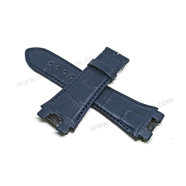 Fits/For Cerruti 1881 CRA145SUBL03BL - 24mm Navy Blue Genuine Leather Replacement Watch Strap Band