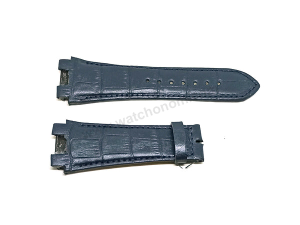 Fits/For Cerruti 1881 CRA145SUBL03BL - 24mm Navy Blue Genuine Leather Replacement Watch Strap Band