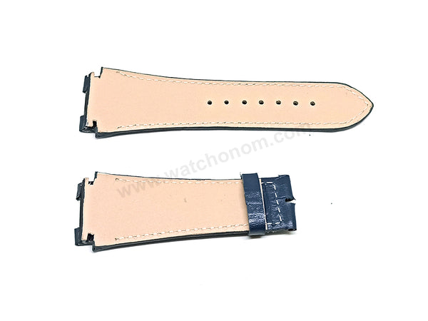Fits/For Cerruti 1881 CRA145SUBL03BL - 24mm Navy Blue Genuine Leather Replacement Watch Strap Band