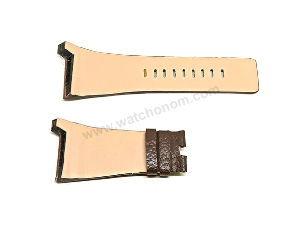 Fits/For Diesel DZ1319 - Brown Genuine Leather Replacement Watch Strap Band Belt
