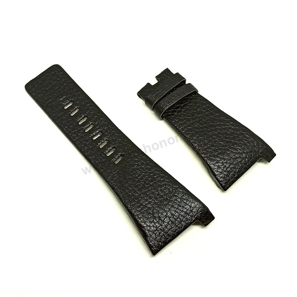 Fits/For Diesel DZ1318 , DZ1320 - Black Genuine Leather Replacement Watch Strap Band Belt