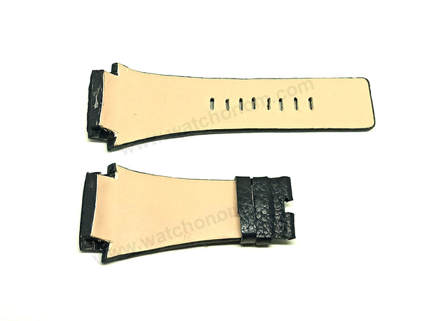Fits/For Diesel DZ7153 , DZ7191 , DZ7192 - Black Genuine Leather Replacement Watch Strap Band Belt