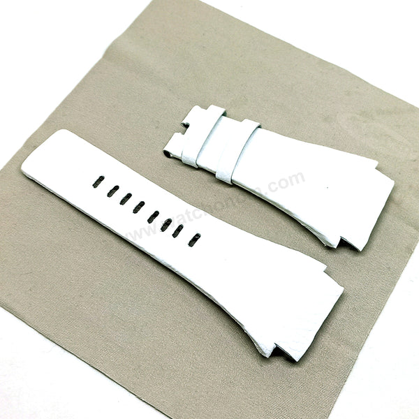 Fits/For Diesel DZ7157 - White Genuine Leather Replacement Watch Strap Band Belt