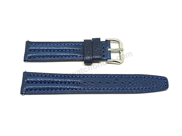 Fits/For Vintage Zenith Respirator X - Navy Blue Padded Genuine Leather Replacement Watch Band Strap Belt