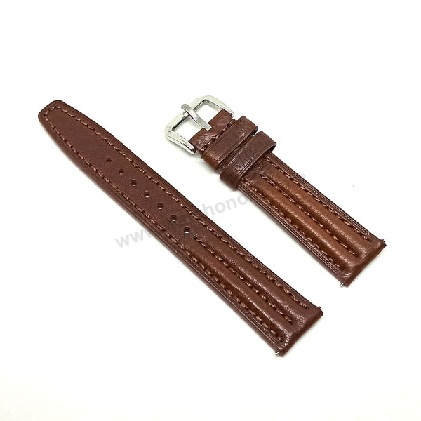 Fits/For Vintage Zenith Respirator X - Dark Brown Padded Genuine Leather Replacement Watch Band Strap Belt