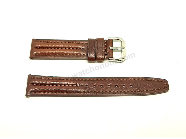 Fits/For Vintage Zenith Respirator X - Dark Brown Padded Genuine Leather Replacement Watch Band Strap Belt