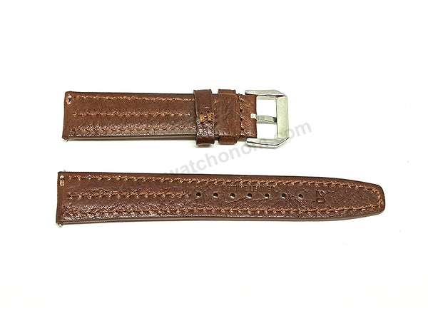 Fits/For Vintage Zenith Respirator X - Dark Brown Padded Genuine Leather Replacement Watch Band Strap Belt