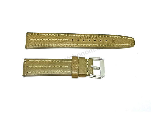 Fits/For Vintage Zenith Respirator X - Olive Green Padded Genuine Leather Replacement Watch Band Strap Belt