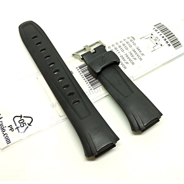 Genuine Casio G-600 , G-601 , G-610 , G-611 G-Shock Cockpit - Authentic Replacement Black Rubber Watch Band Strap