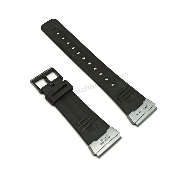 Genuine Casio DBC-V50 Data Bank - 30 Sec Easy Rec Replacement Black Rubber Watch Band Strap