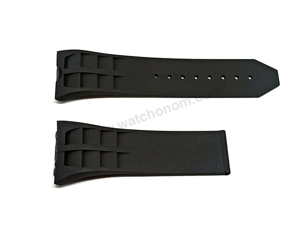 Fits/For Jacob & Co Bugatti Chiron - 22mm Black Rubber Replacement Watch Band Strap Belt
