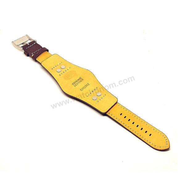 Fits/For Fossil CH2565 , CH2890 , CH2891 , JR1471 Coachman - 22mm Brown Genuine Leather Replacement Bund/Cuff Watch Band Strap Belt