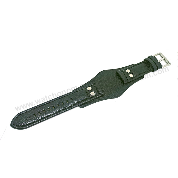 Fits/For Fossil CH2586 , JR1472 Coachman - 22mm Black Genuine Leather Replacement Bund/Cuff Watch Band Strap Belt