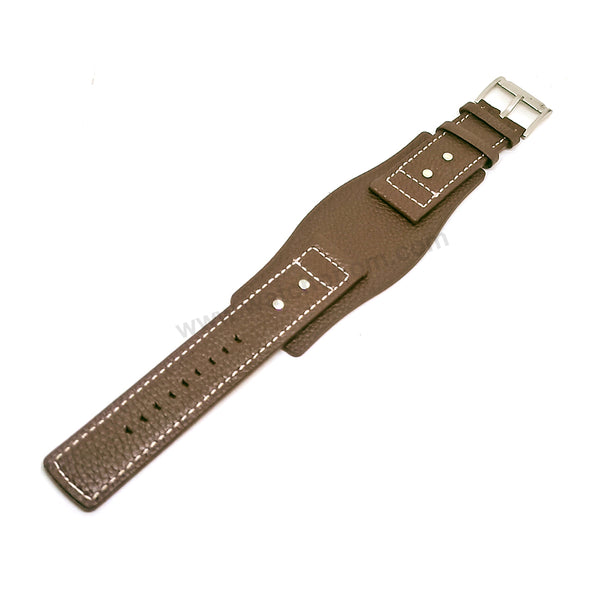 Fits/For Fossil AM3695 Kaleido - 24mm Brown Genuine Leather Replacement Bund/Cuff Watch Band Strap Belt