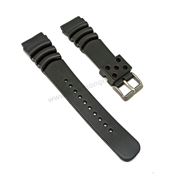 Fits/For Lorus Y676-X019 - RL419AX9 , RL421AX9 - Black Rubber Replacement Watch Band Strap Belt