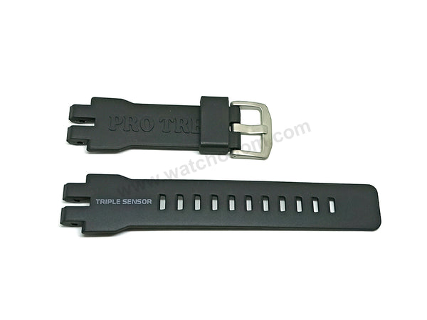 Fits/For Casio Pro Trek PRG-300 - Black Rubber Replacement Watch Strap Band Belt