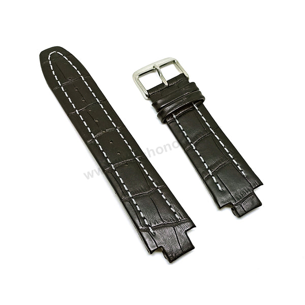 Fits/For Jacques Lemans 1-1485 , 1-1713 , 1-1717 , 1-1718 , 1-1759 Milano - Black Leather Replacement Watch Band Strap Belt