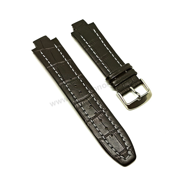 Fits/For Jacques Lemans 1-1485 , 1-1713 , 1-1717 , 1-1718 , 1-1759 Milano - Black Leather Replacement Watch Band Strap Belt