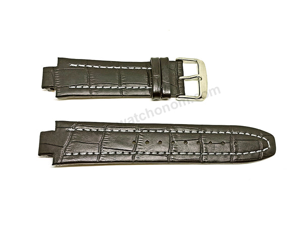 Fits/For Jacques Lemans 1-1485 , 1-1713 , 1-1717 , 1-1718 , 1-1759 Milano - Black Leather Replacement Watch Band Strap Belt